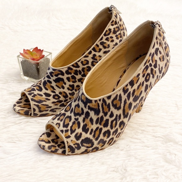 LOEFFLER RANDALL | Leopard print peep toe heel ankle bootie women SIZE 8… - Picture 3 of 9
